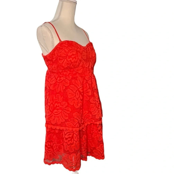 Maeve Red Lace Tiered Mini Dress with Convertible Straps Size X-Large - Picture 6 of 15